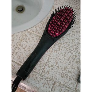 Simply Straight Black Corded Ceramic Hair Straightener Brush Adjustable Heat